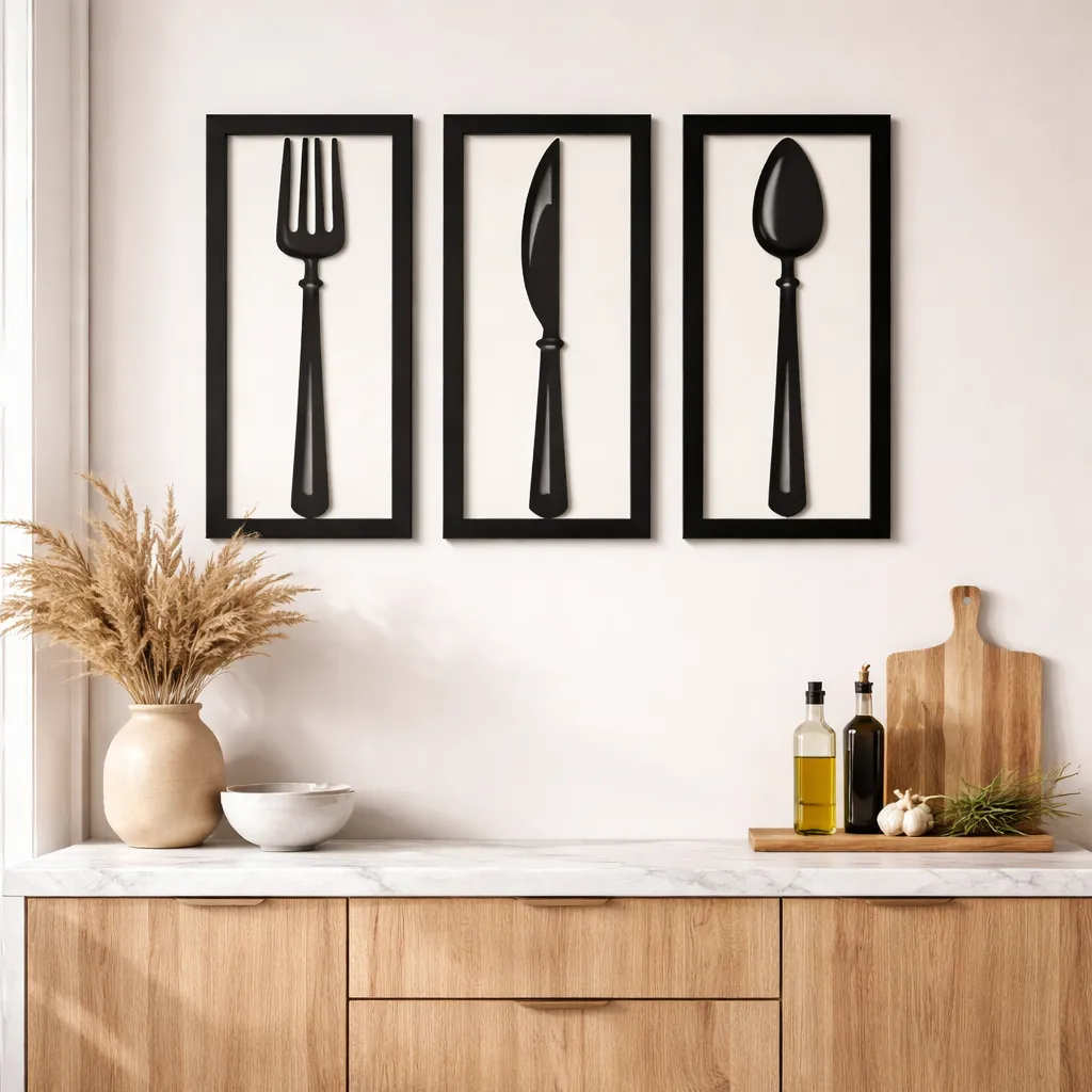 Quadro Decorativo Talheres Preto