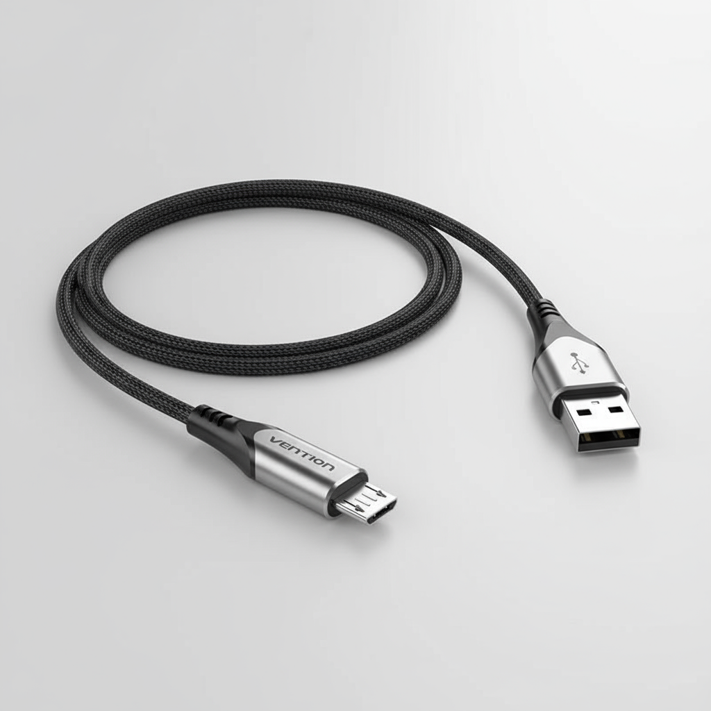 Cabo USB Micro Vention Nylon Trançado 3A Carregamento Rápido e Sincronização para Dispositivos Micro USB