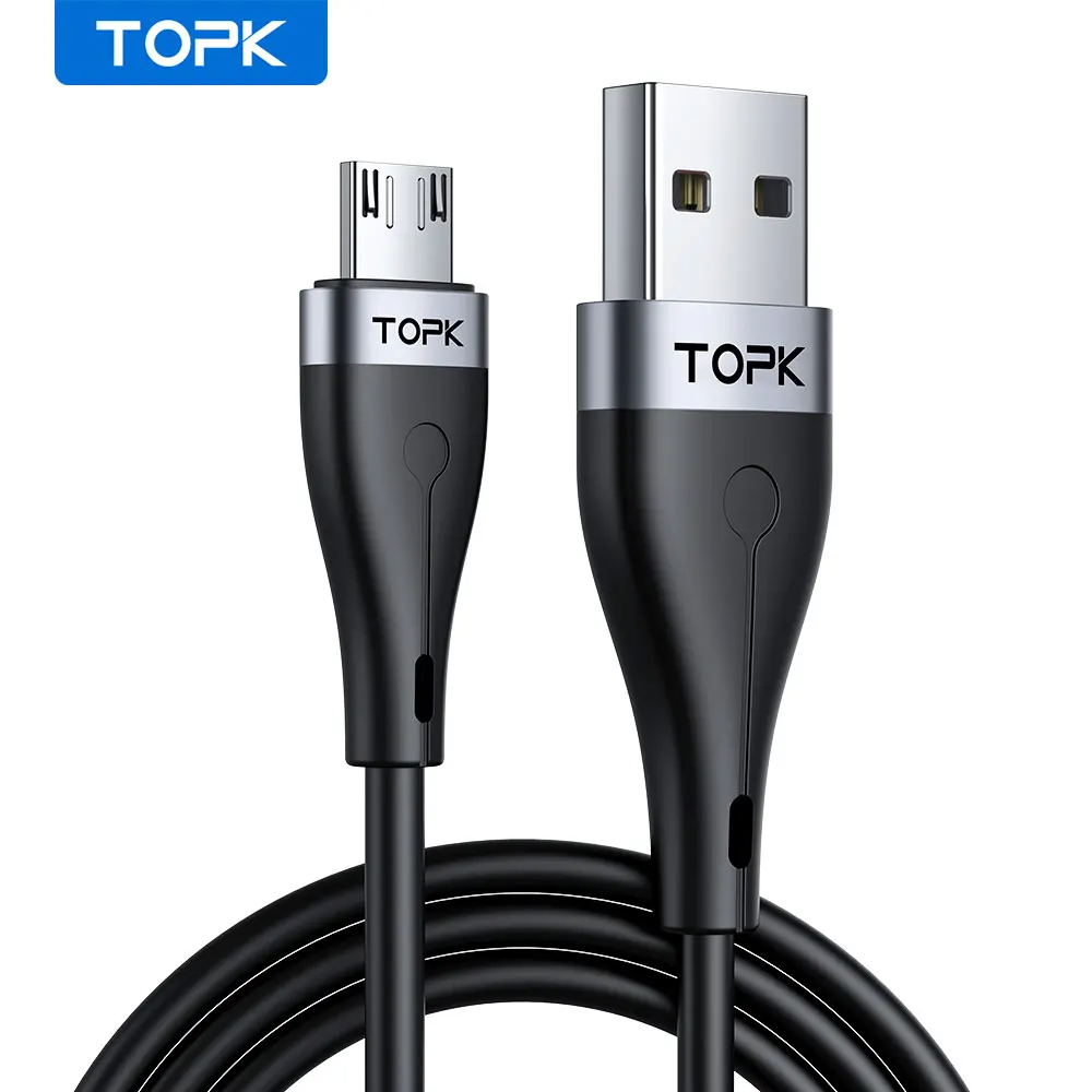 Cabo USB-A x Micro USB 2.4A Quick Charging 1m TOPK AN46