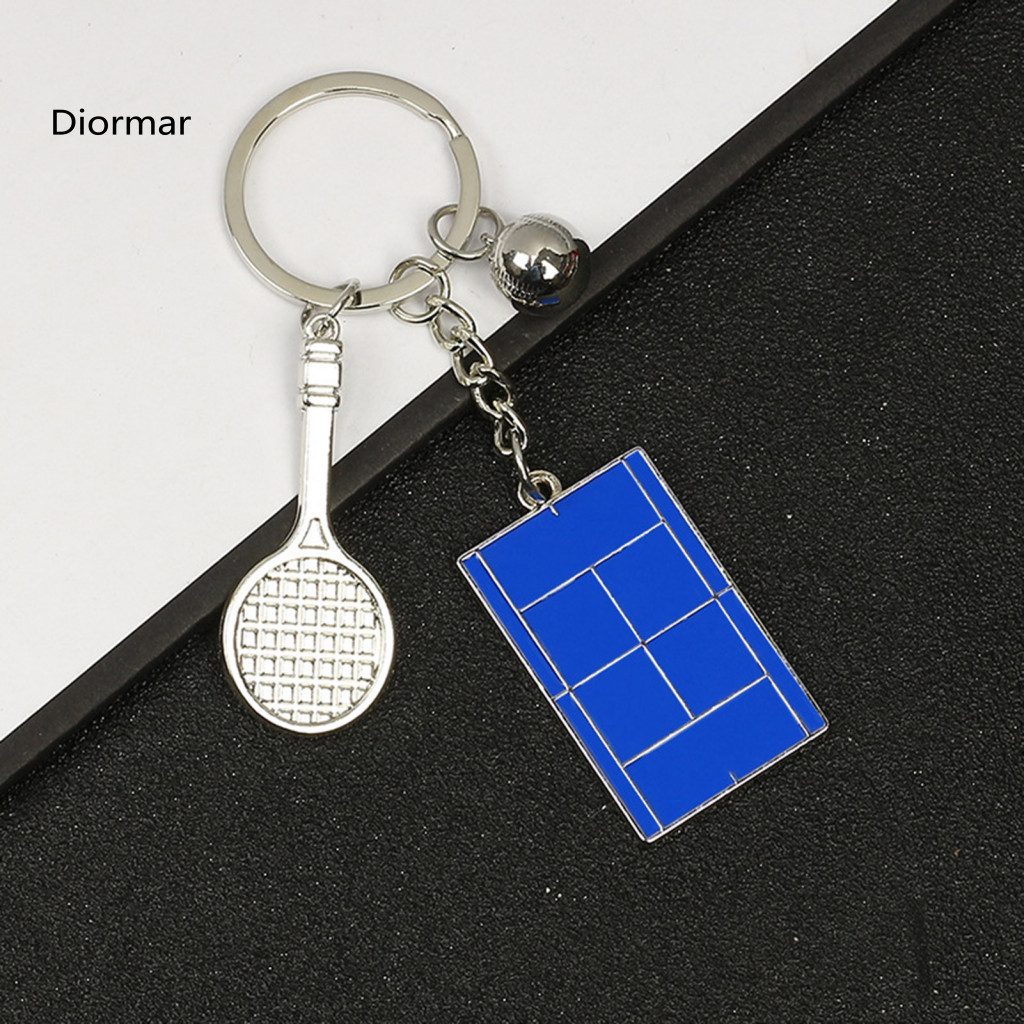 Tennis Court Keychain Lover Metal Racket Portable Zinc Alloy Key Ring Holder Diy Handbag Pendant Backpack Charm Sports F
