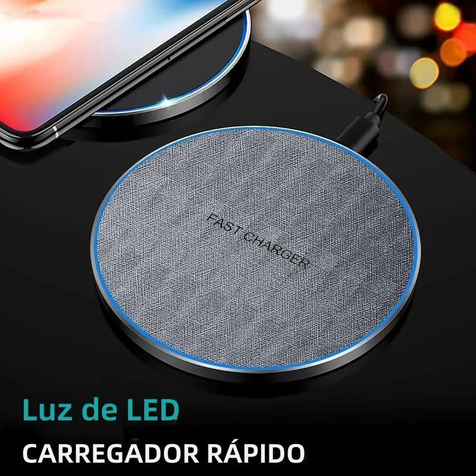 Carregador Sem Fio Wireless Qi Indução Samsung iPhone Turbo Rápido