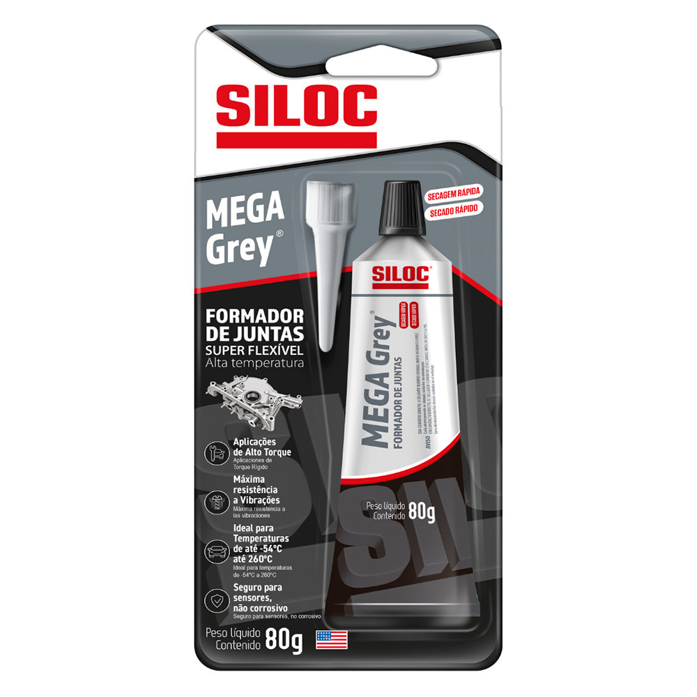 Silicone Neutro 80g Cinza para Junta de Motores Siloc Mega Grey