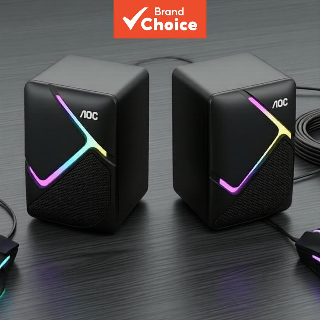 AOC Alto-falantes Gamer RGB 360° de Som Surround, Drivers de Alcance Completo de Ímã Duplo, para Jogos e Esports