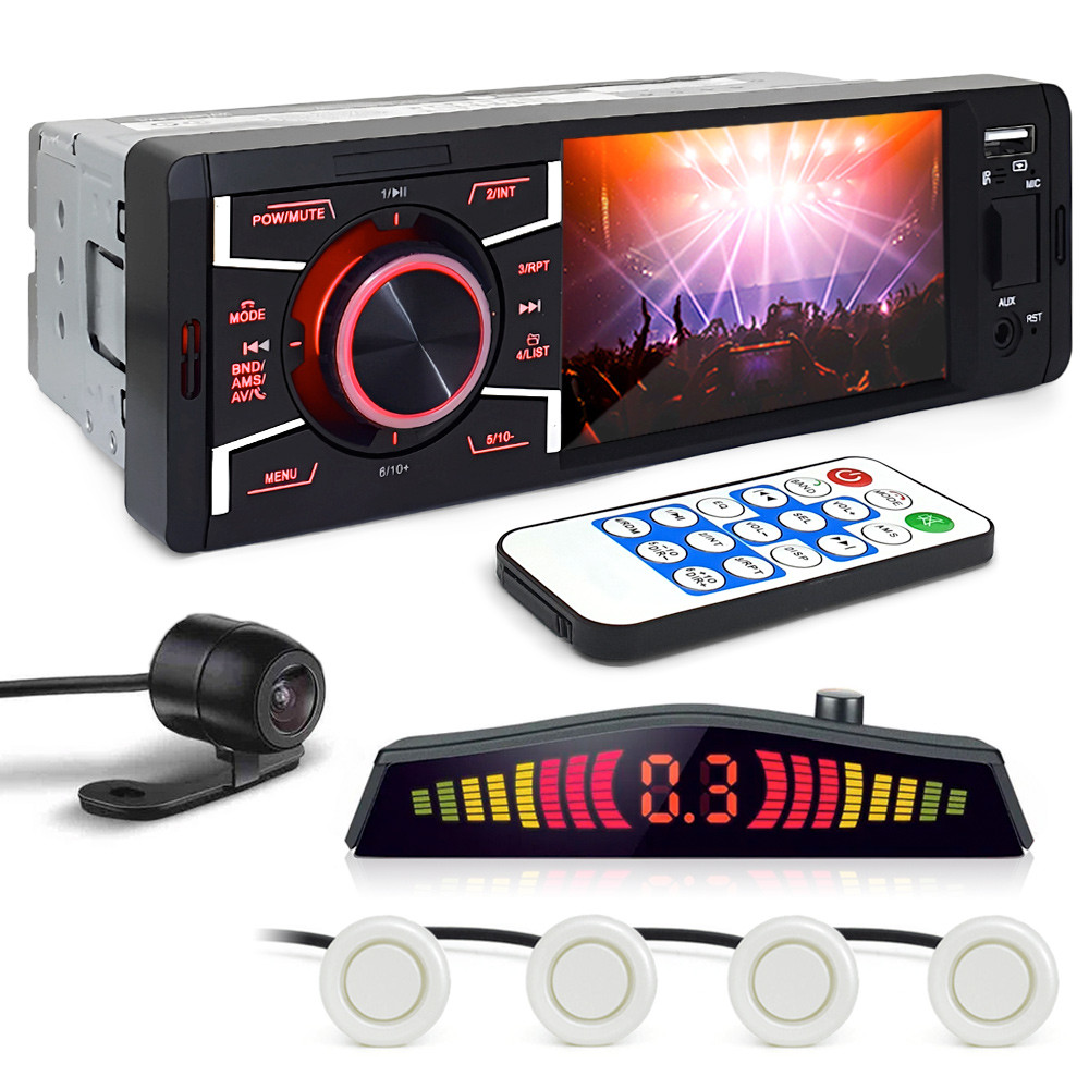 Kit Rádio C/ Tela 1 Din + Câmera Ré + Sensor Ré Pérola New Fit 2009 2010 2011 2012 2013 2014 Bluetooth USB