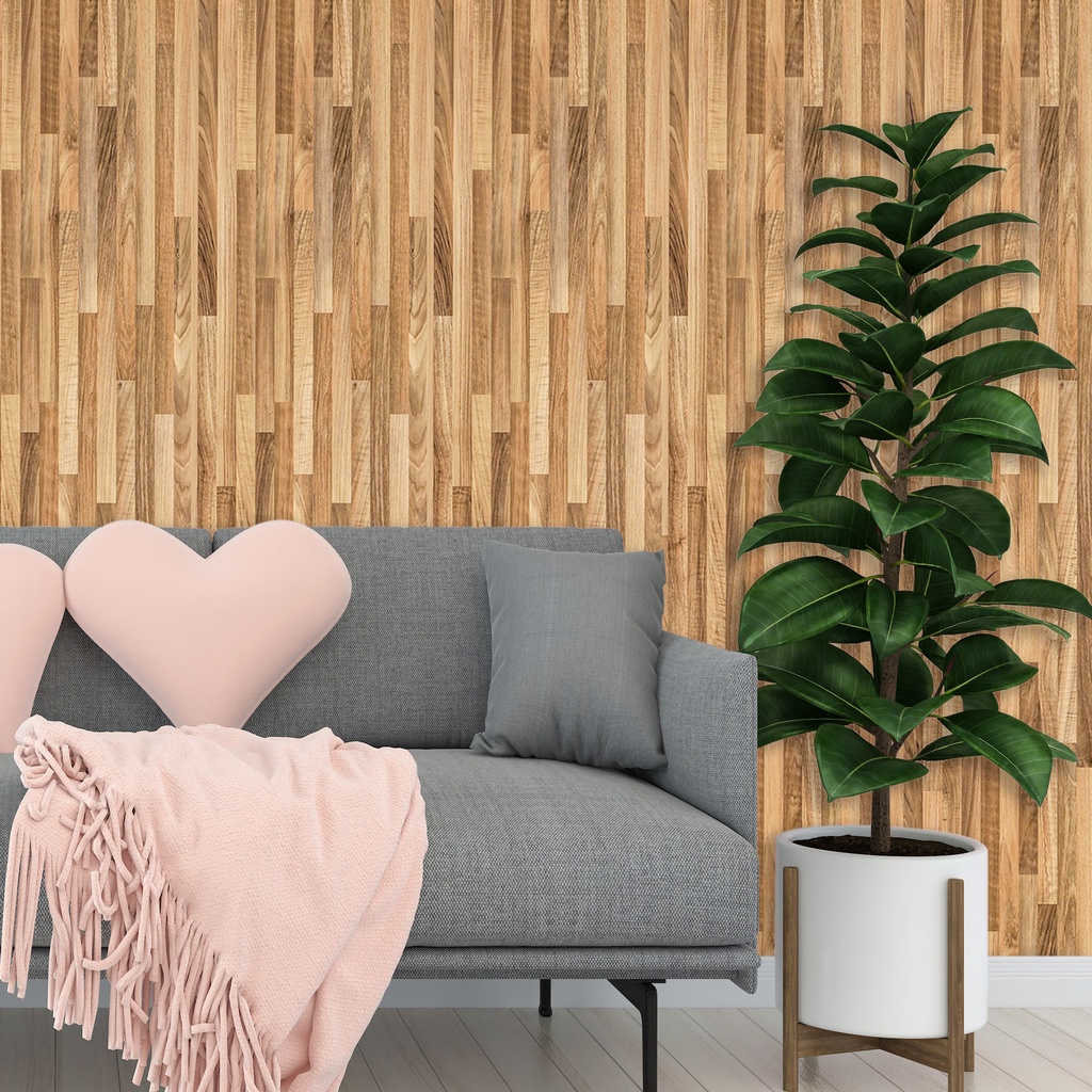 Papel de Parede Adesivo Madeira Tabuas de Pino Marrom Vertical Adesivo Lavável - Pro Decor