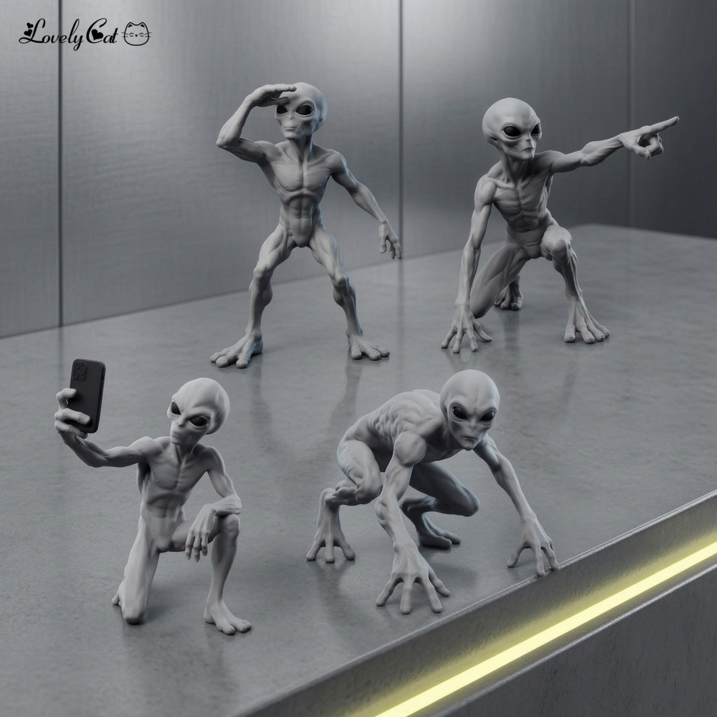 Novelty Science Fiction Gift Ideas Figurines for Home Decor 4pcs 3d Printed Resin Sci-fi Desktop Ornaments Tourist Sculp