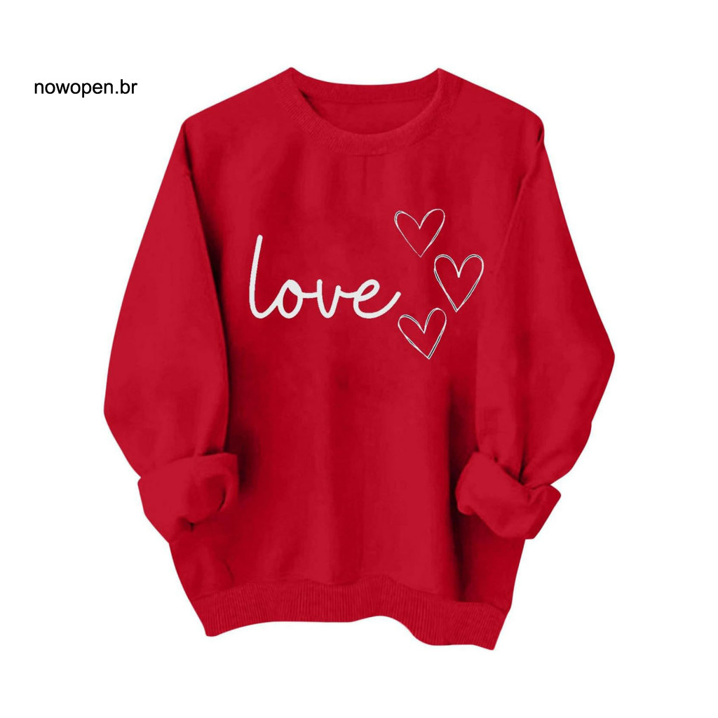 Women Love Sweatshirt Valentine Day Valentine's for Heart Graphic Pullover Casual Long Sleeve Crewneck Top Comfortable F