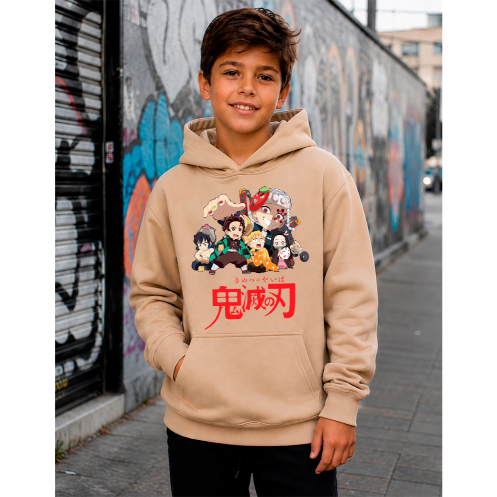 Blusa moletom infantil Anime Demon Slayer Kimetsu no Yaiba Chibi Tanjiro Nezuko Hashiras z3