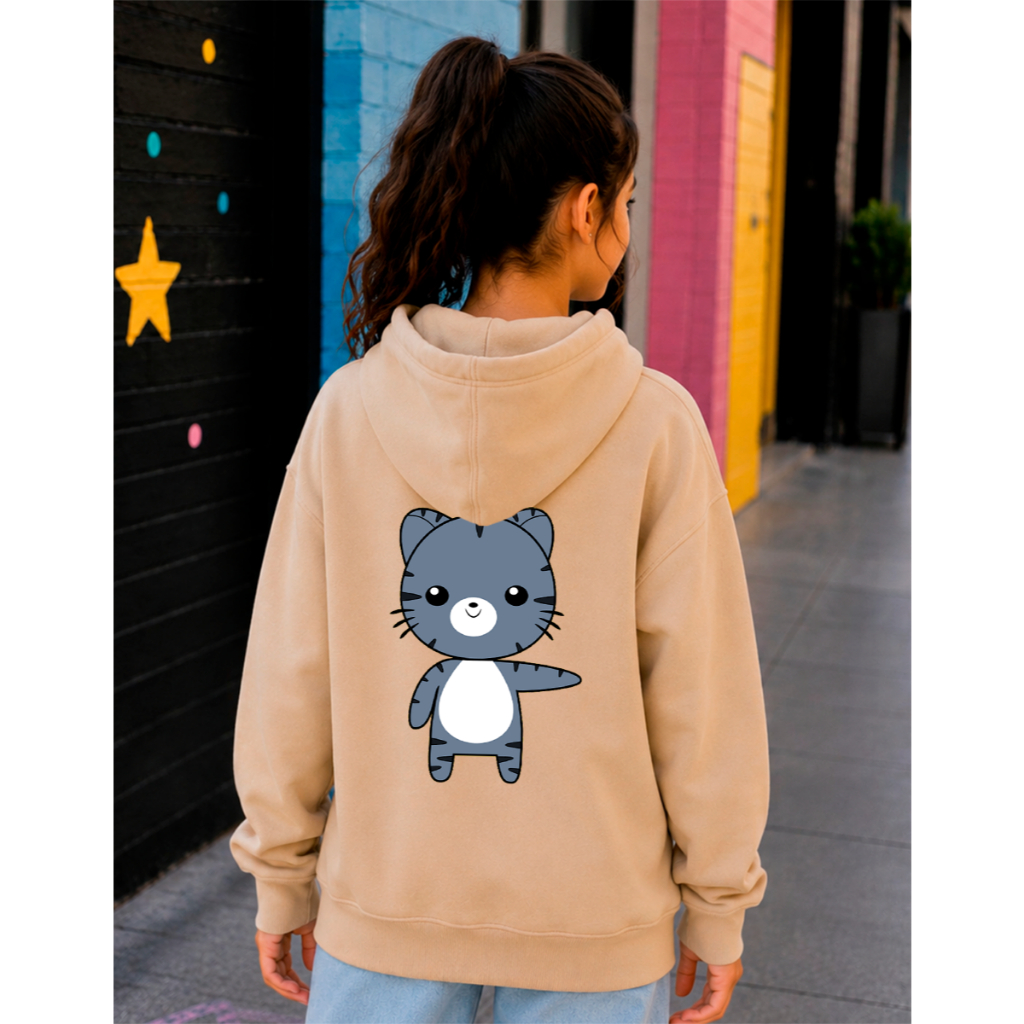 Blusa moletom infantil Gato Kawaii Anime Fofo Estampa Frente e Costas zuma3
