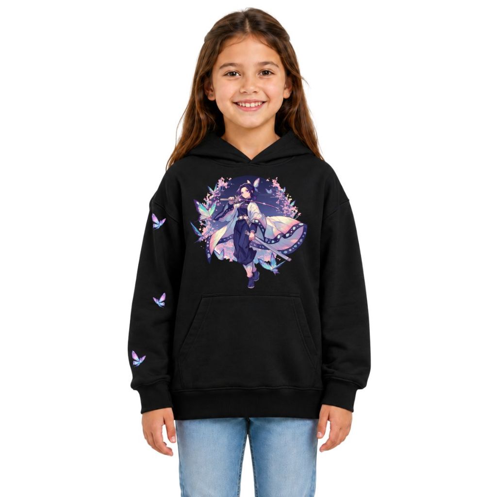 Moletom Infantil Menina Anime com Capuz Estampado
