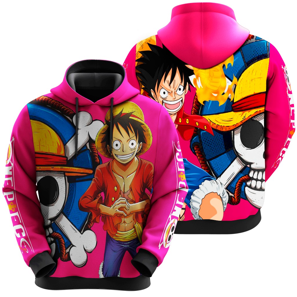 Blusa de Moletom Sublimado Infantil Anime Mangá Luffy Novidade