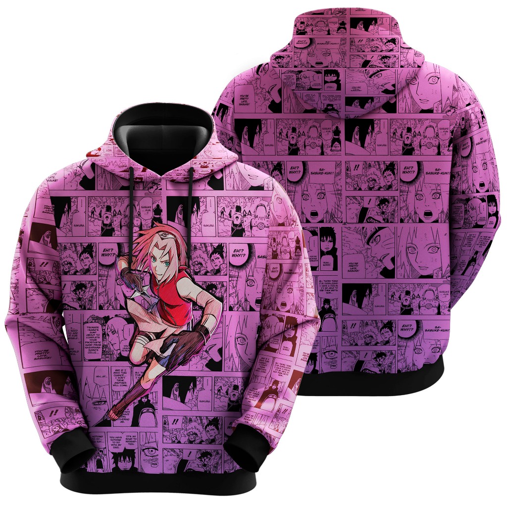 Blusa de Moletom Sublimado Infantil Anime Sakura Manga