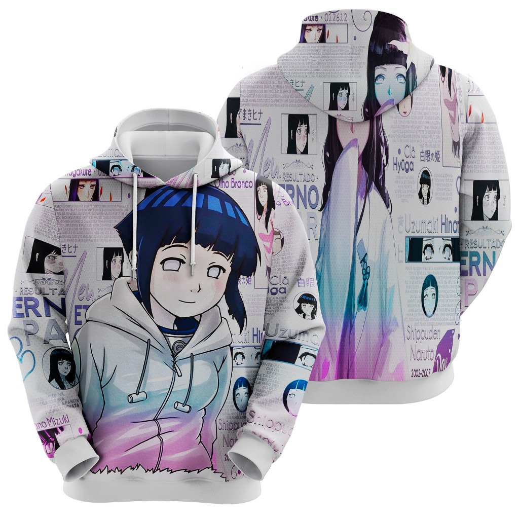 Blusa de Moletom Sublimado Infantil Anime Hinata Ninja Manga