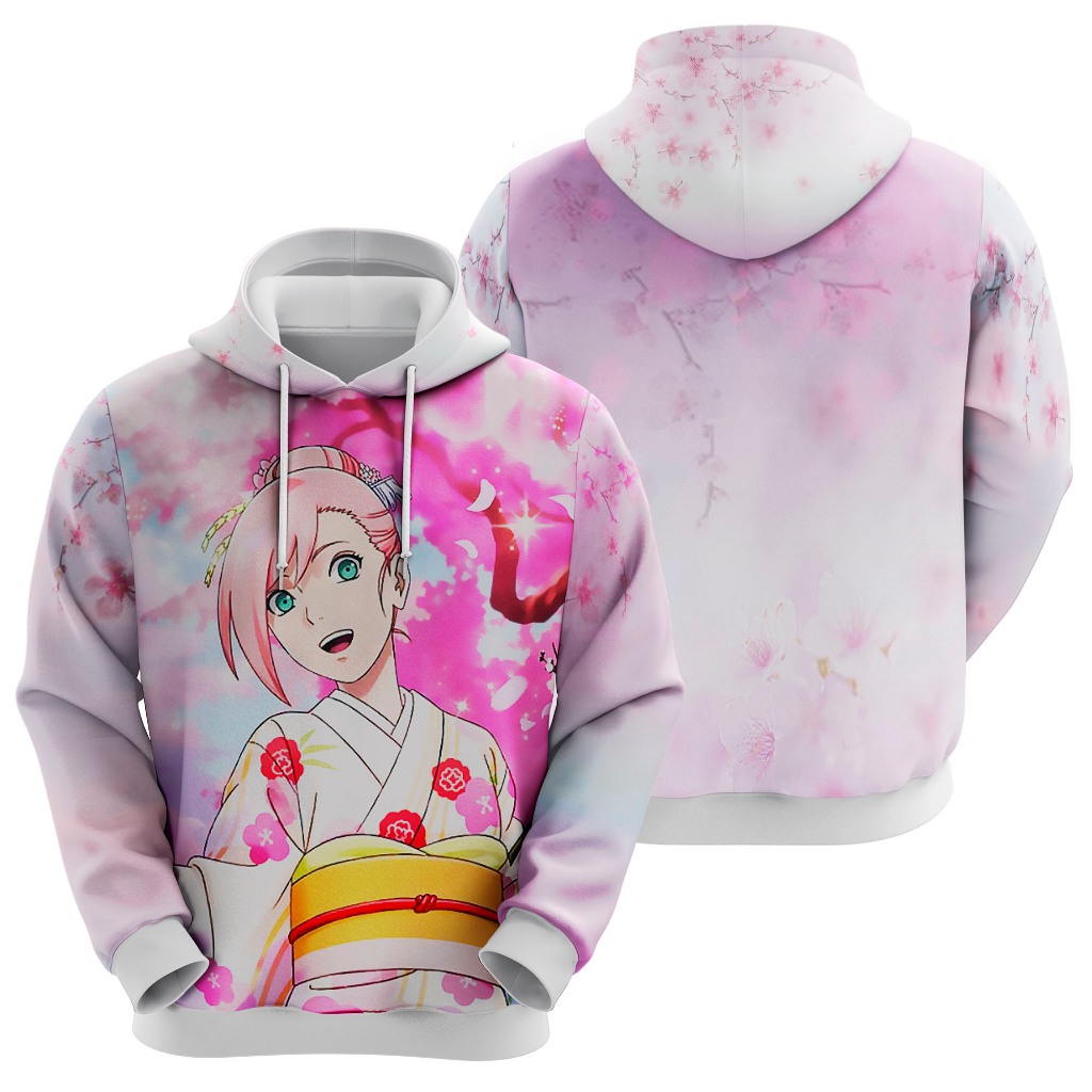 Blusa de Moletom Sublimado  Infantil Anime Sakura Cerejeira