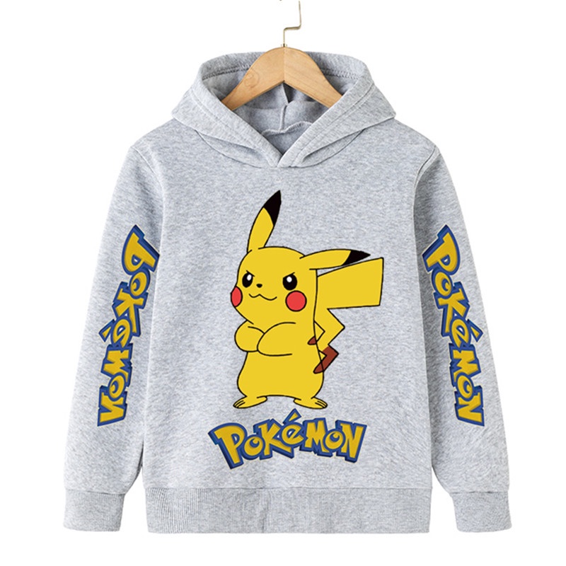 Pokemon Pikachu Kids Clothing Tops Boys Sweatshirt Jogo De Camisetas Impressão Capuzes Anime Engraçado Manga Longa Pullovers Baby Girls Streetwear