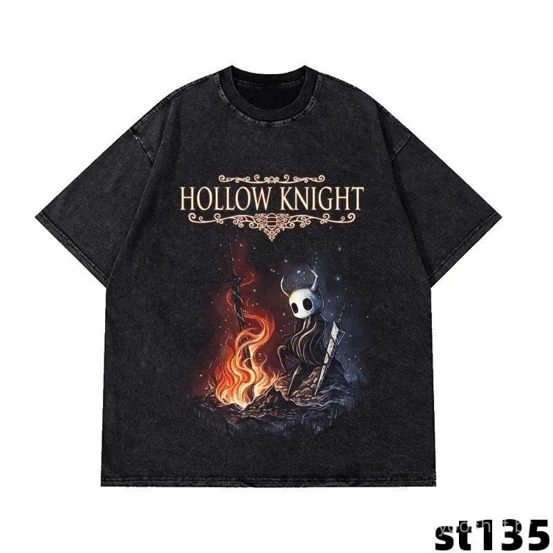 New Game Hollow Knight Peripherals Graphic Print Washed Vintage Hot T-shirts Men Women Gothic Loose Casual Cotton Oversi