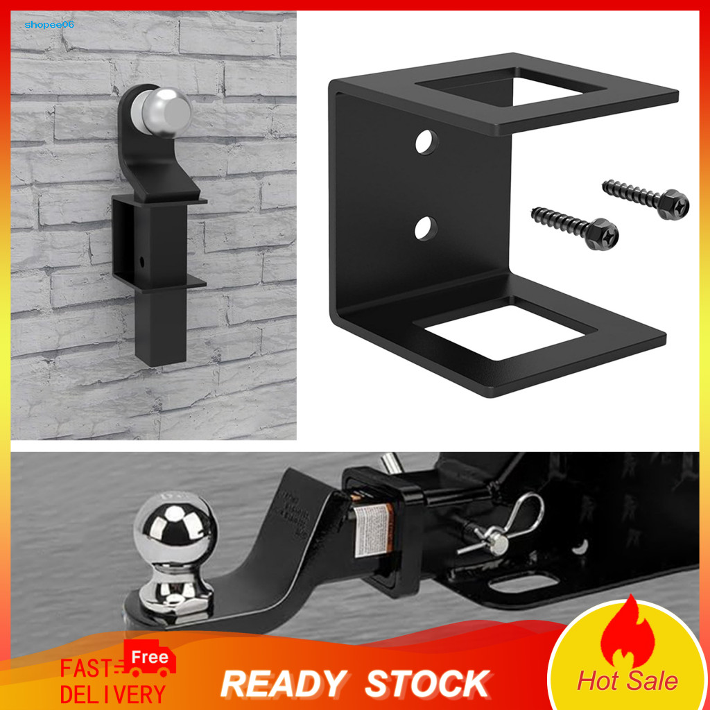 2-inch Trailer Hook Heavy Duty Hitch Tow Storage Rack Steel Wall Mount Bracket Powder-coated Rear Bumper Holder for Secu