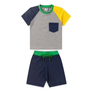 Conjunto Infantil Masculino Bolso Tricolor 100% ALGODÃO Qualidade Superior