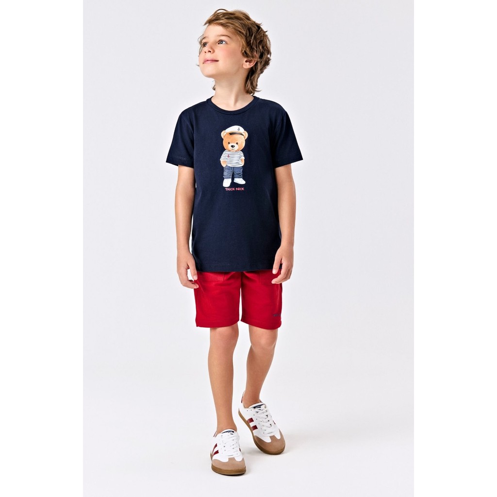 Conjunto Menino Algodão Estampa Urso e Short c/Bolso Trick Nick