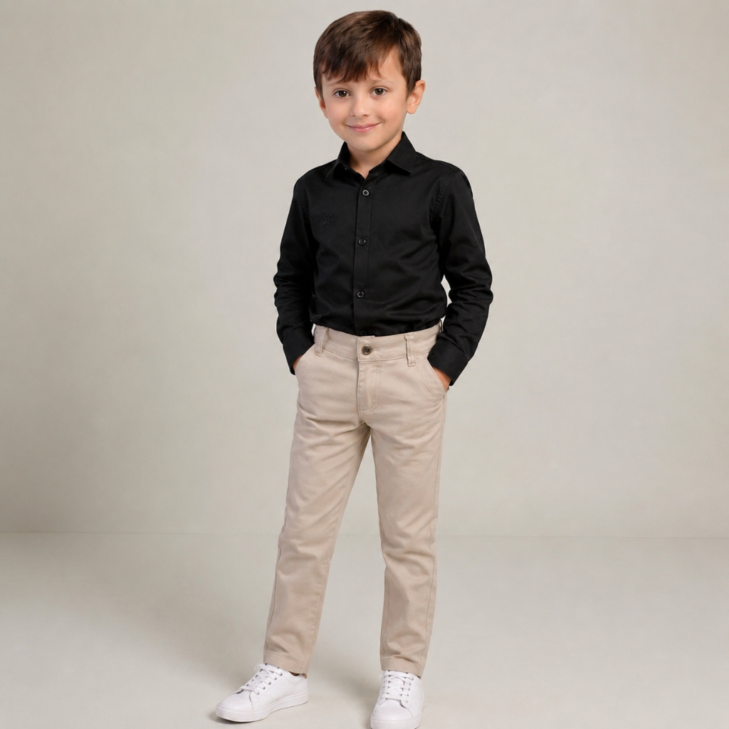 Kit Camisa Social Manga Longa + Calça Infantil Menino 0 a 16 Anos Festa Batizado Casamento Várias Cores