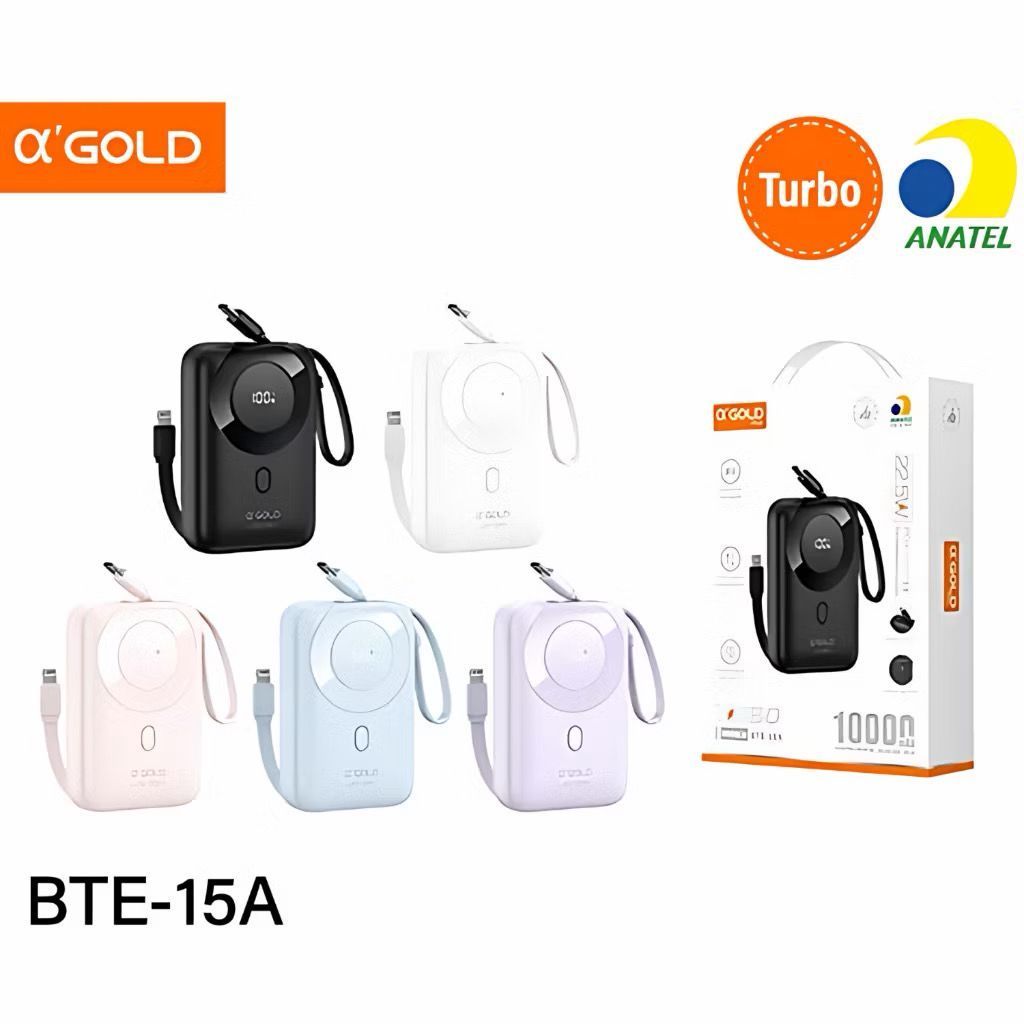 Carregador Portátil Bateria 10000Mah Turbo 20W Com Cabo IPHONE TIPO-C Universal BTE-15A
