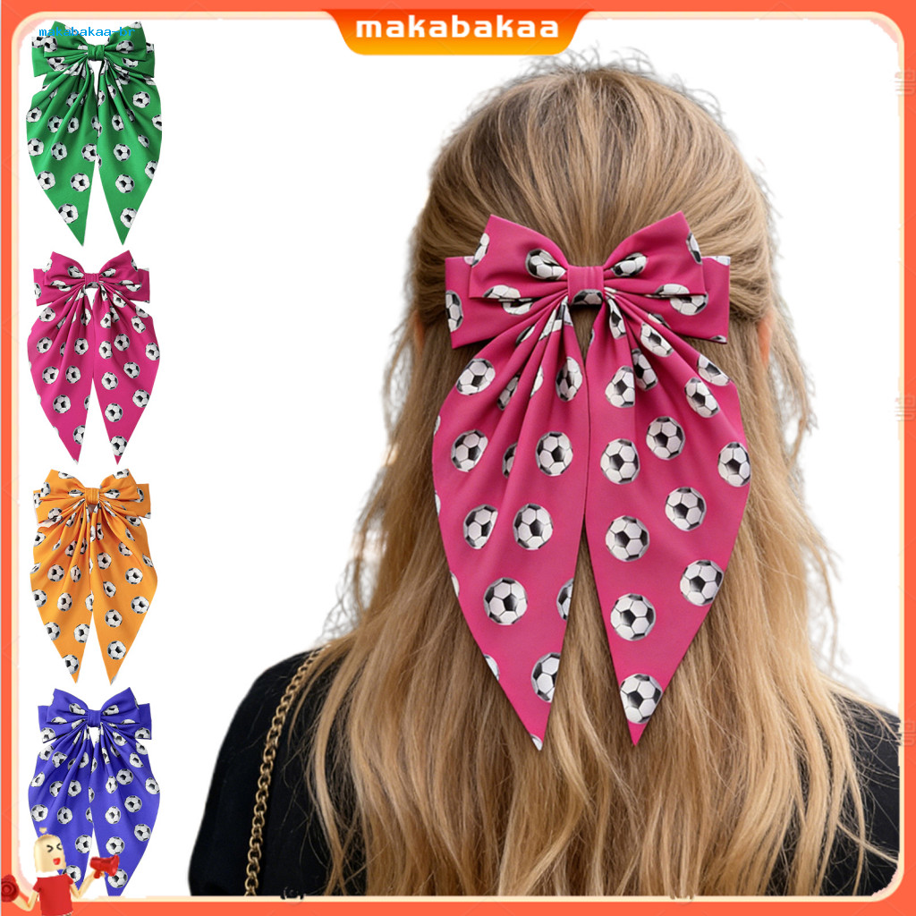 Extra Large Ribbon Bowknot Hair Clip for Girls Soccer Pattern Back Head Hairpin Spring Party Accessory Stylish and Cute