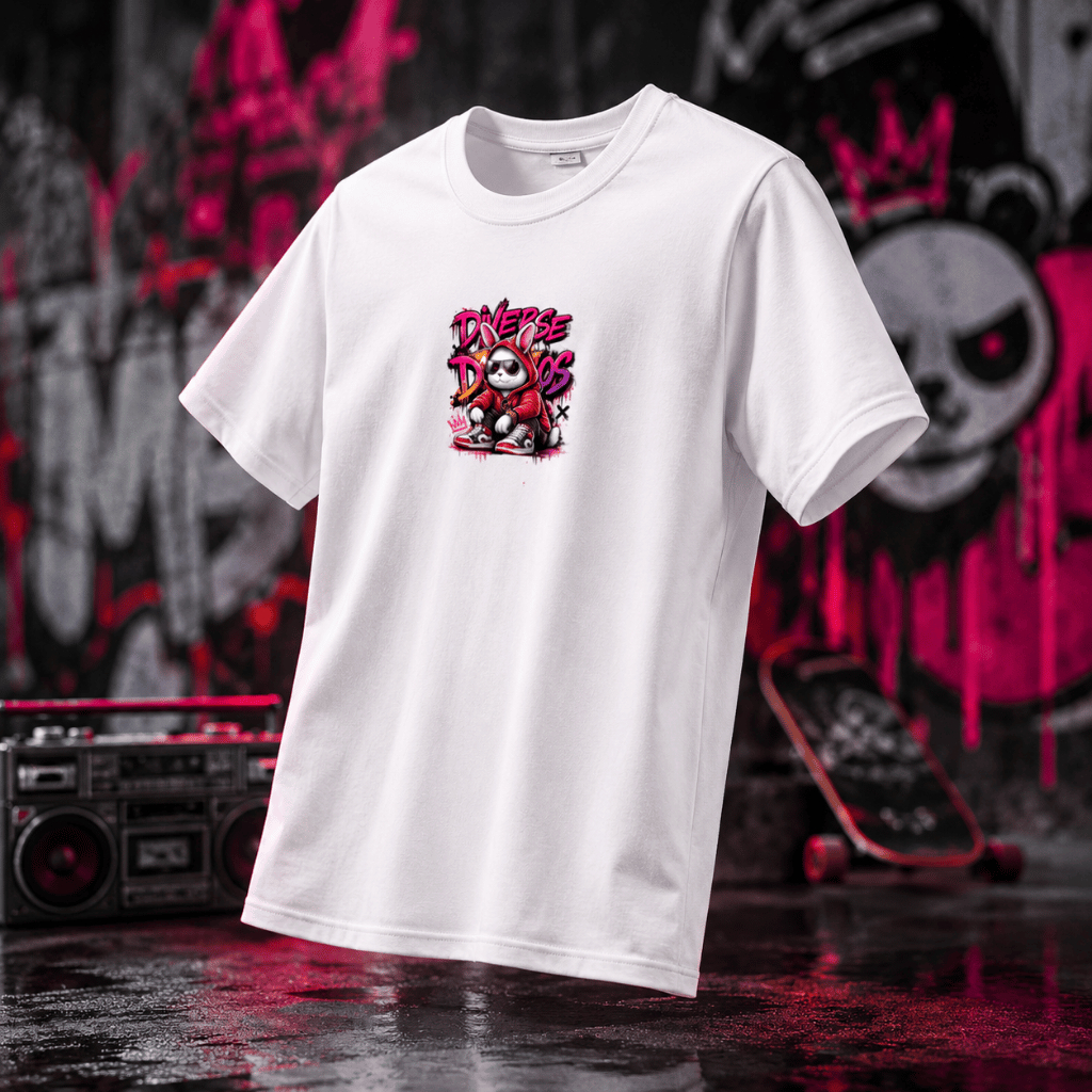 Camiseta Coelho Urbano Masculina Algodão Premium Streetwear Estampa Skull Urban Casual