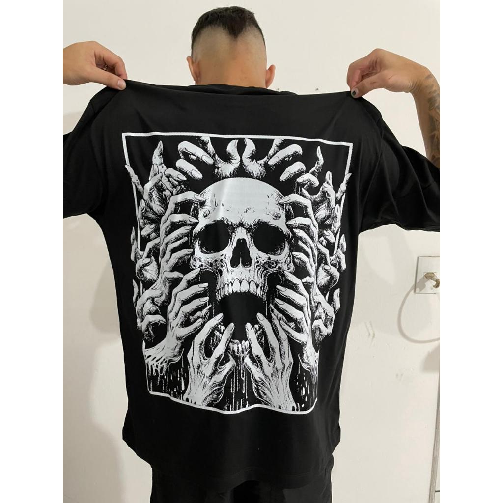 camiseta estampada caveira estilo urban Streetwear SKULL OSSOS casual sair