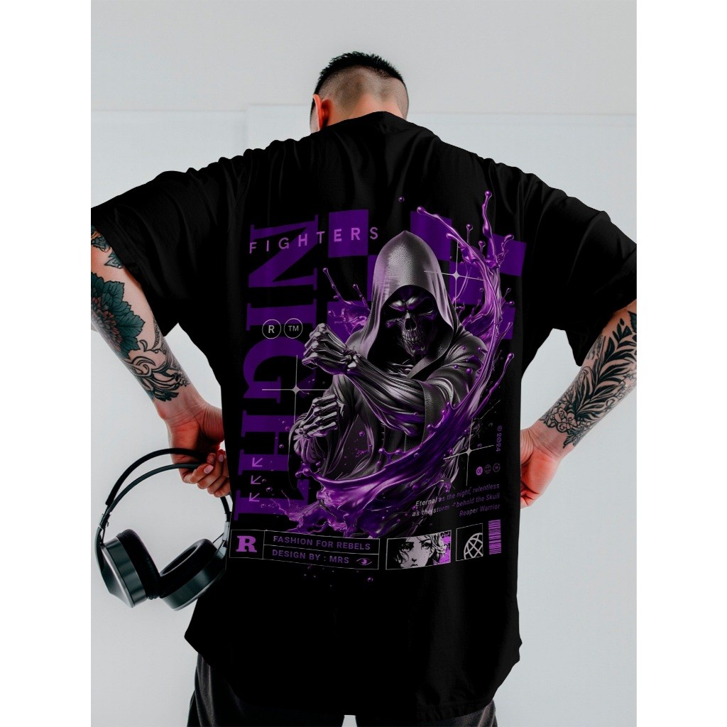 Camiseta Oversized Urban Reaper Skull Streetwear Unissex Ref4692