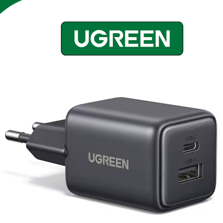 Carregador Turbo USB-C 20W GaN UGREEN iPhone 17 16 15 Samsung S26 S25 PD3.0 Fast Charge