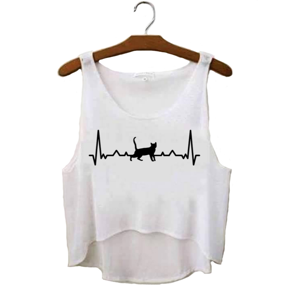 Cropped Cat Heartbeat || Regata Tshirt Tumblr Aesthetic Pinterest