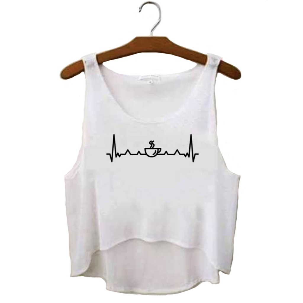 Cropped Coffee Heartbeat || Regata Tshirt Tumblr Aesthetic Pinterest