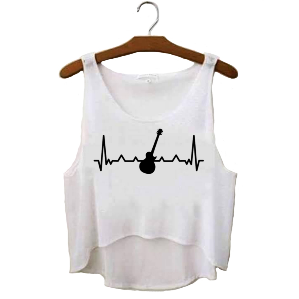 Cropped Guitar Heartbeat || Regata Tshirt Tumblr Aesthetic Pinterest