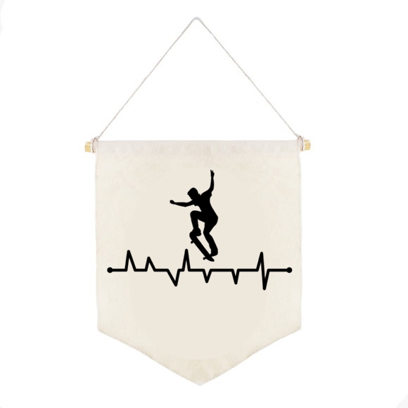 Flâmula Skateboard Heartbeat | Decoração Quarto Tumblr Esporte
