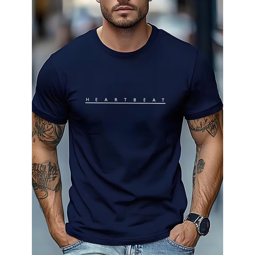 Camiseta Masculina Algodão Heartbeat Clássica 100% Algodão Premium