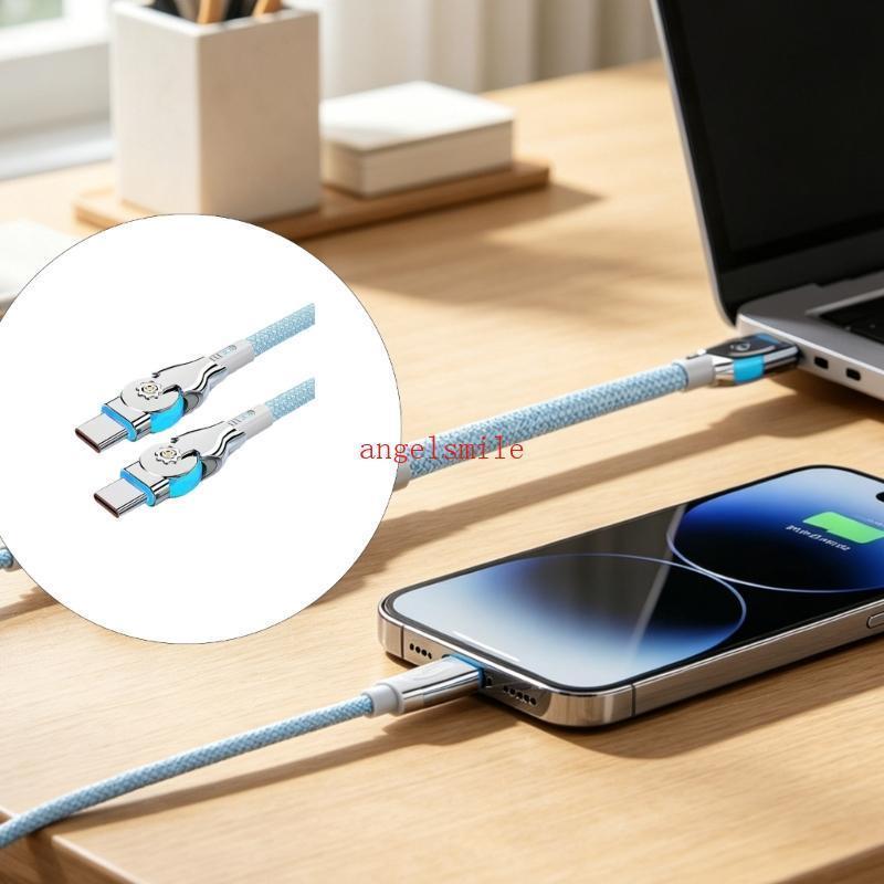Trançado Dupla Extremidade USB C Carregadores 66WPD Carga Rápida Cabeças Giratórias 180 Graus Para A Mai