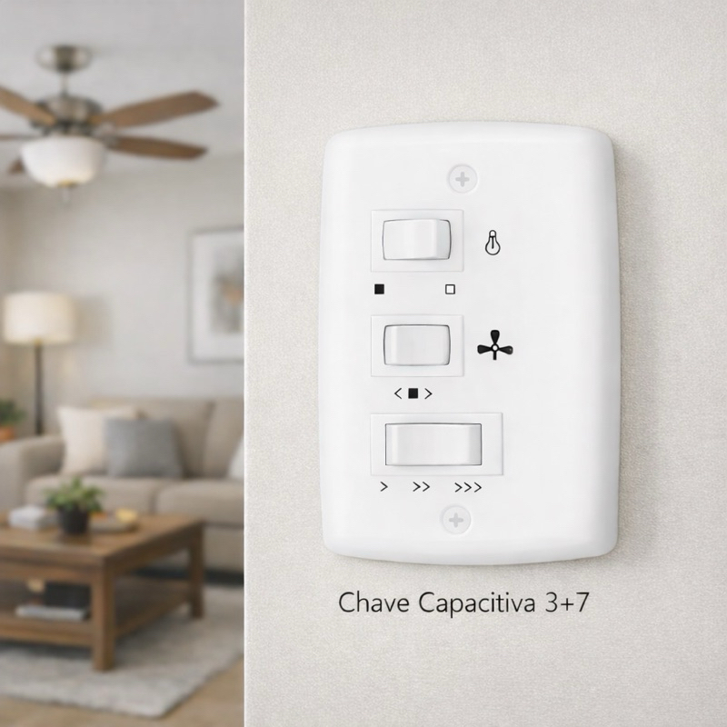 Chave Controle Velocidade Ventilador de Teto Capacitivo 127V 220V