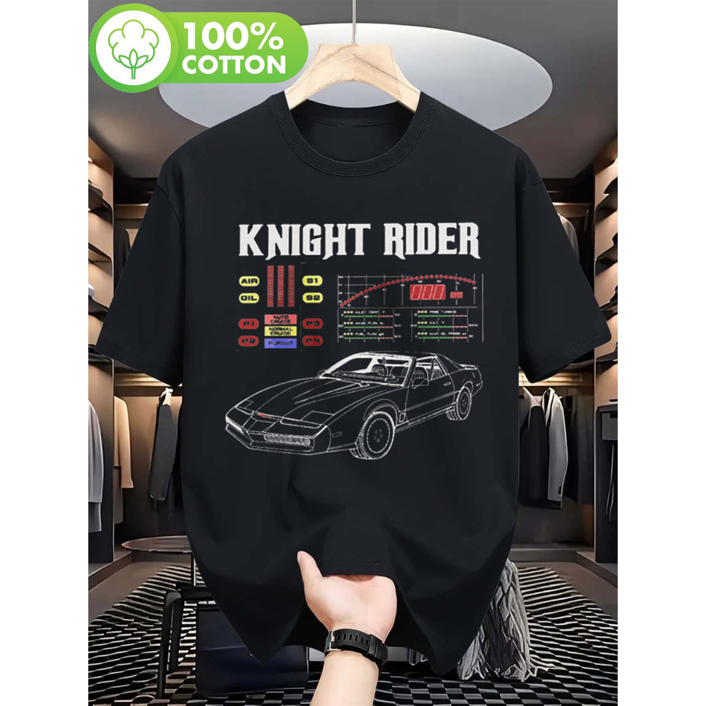 Camiseta 100% Algodão  KITT Michael Knight 80s TV Series Graphic Confortável Divertida Atemporal Casual