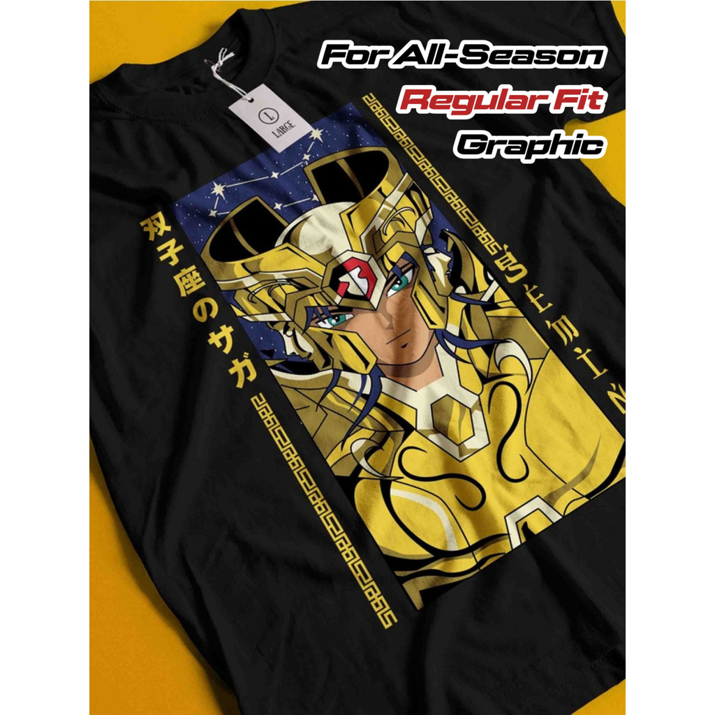 Camiseta Masculina Saint Seiya Knights of the Zodiac Shun Anime Graphic Dourado Branco Print Heart Mar Confortável