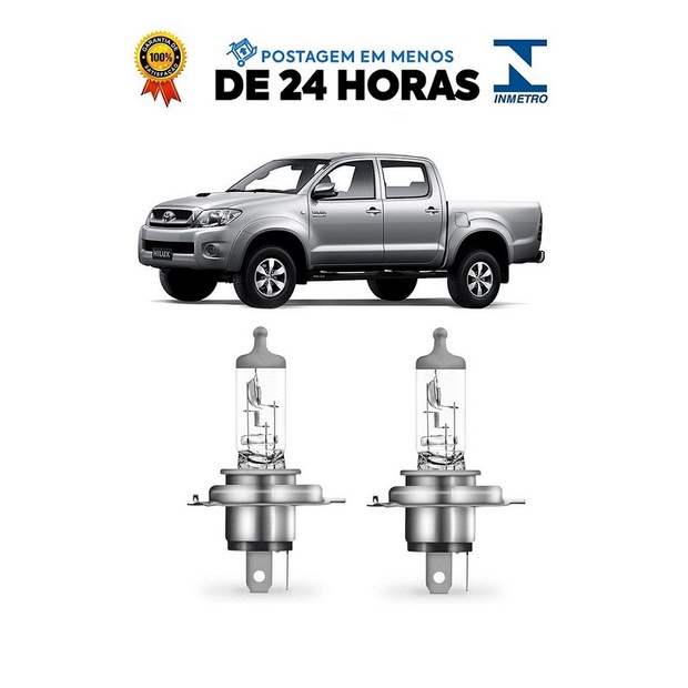 Par Lampada Farol Hilux SRV Pickup 2009 2010 2011 H4