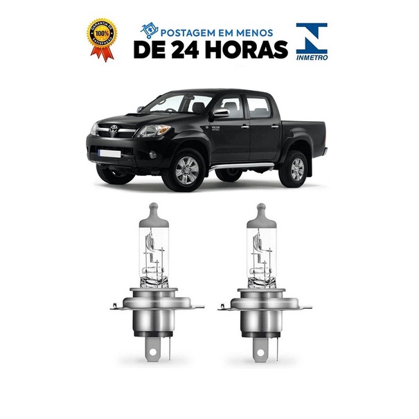 Par Lampada Farol Hilux SRV Pickup 2005 2006 2007 2008 H4