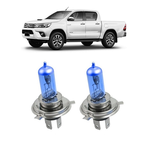 Par Lampada Super Branca Farol Hilux SRV Pickup 2016 2017 2018 2019 2020 8500k H4