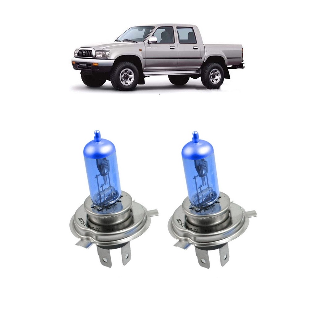 Par Lampadas Super Brancas Farol Hilux Pickup 2002 2003 2004 8500k H4