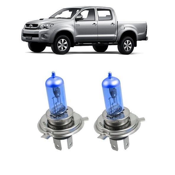 Par Lampada Super Branca Farol Hilux SRV Pickup 2009 2010 2011 8500k H4