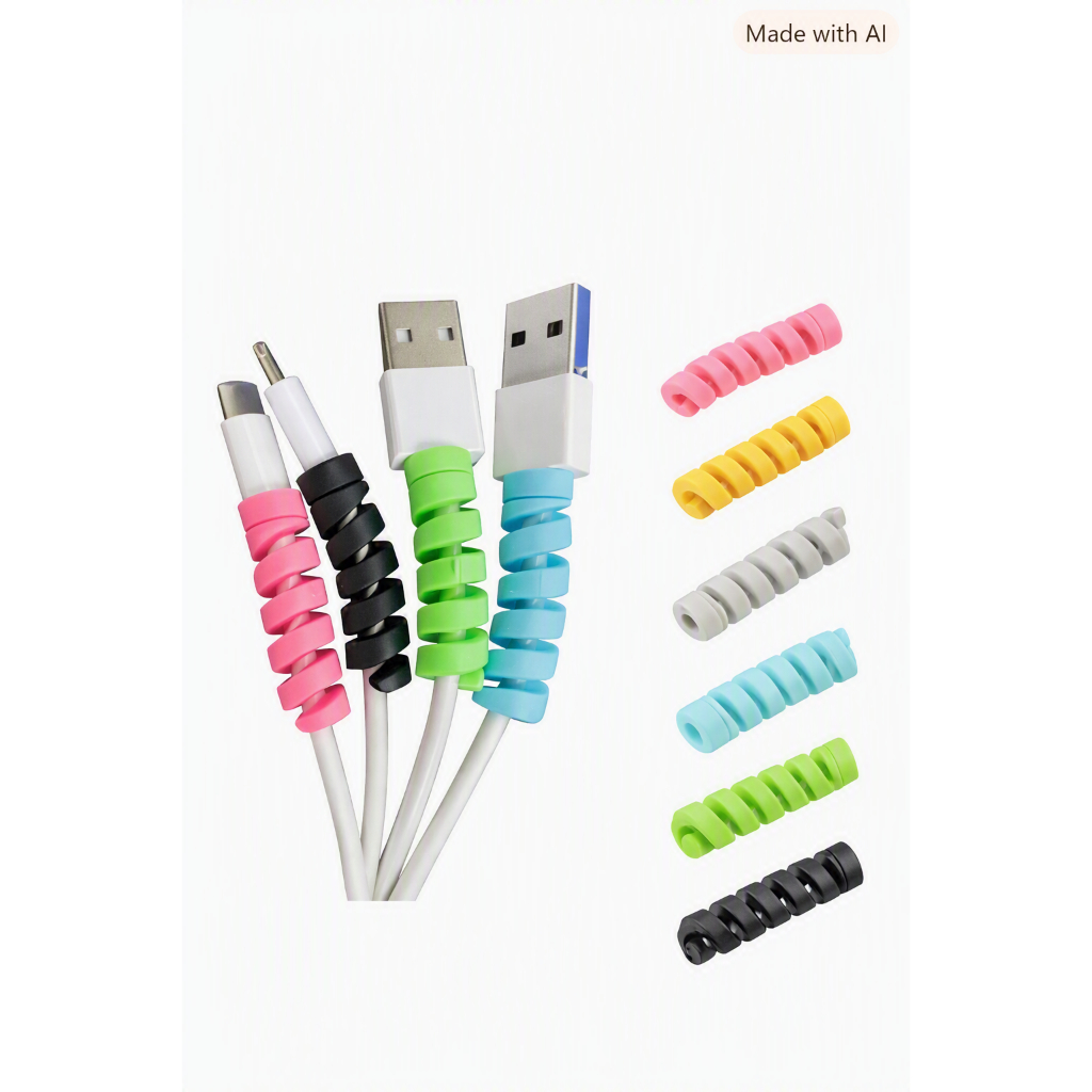 Bobinadeira De Cabo Usb Espiral De Silicone Universal De 1 Peça Para iPhone E Android