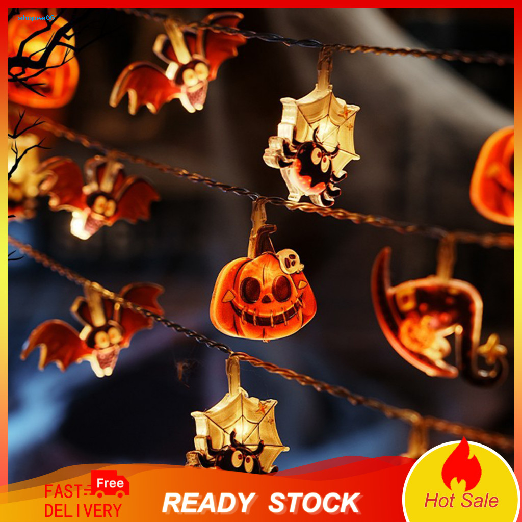 Led Pumpkin Lanterns for Indoor Outdoor Battery Operated Fairy Lights for Party Halloween String 1.5m/3m/6m Ghost Spider