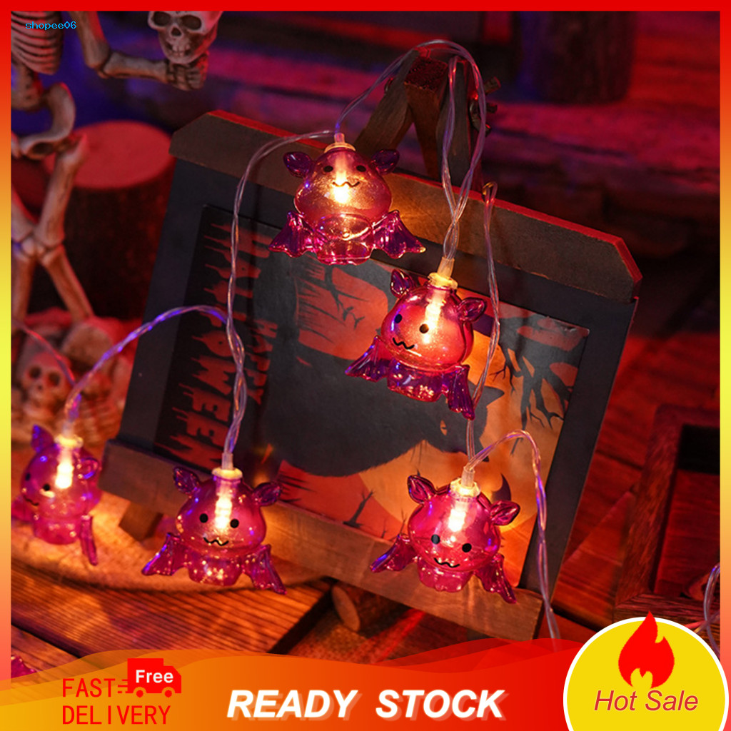 Halloween Spider String Lights Indoor Outdoor Haunted House Decorations 10/20ft Battery Operated Purple Led Bat Garland