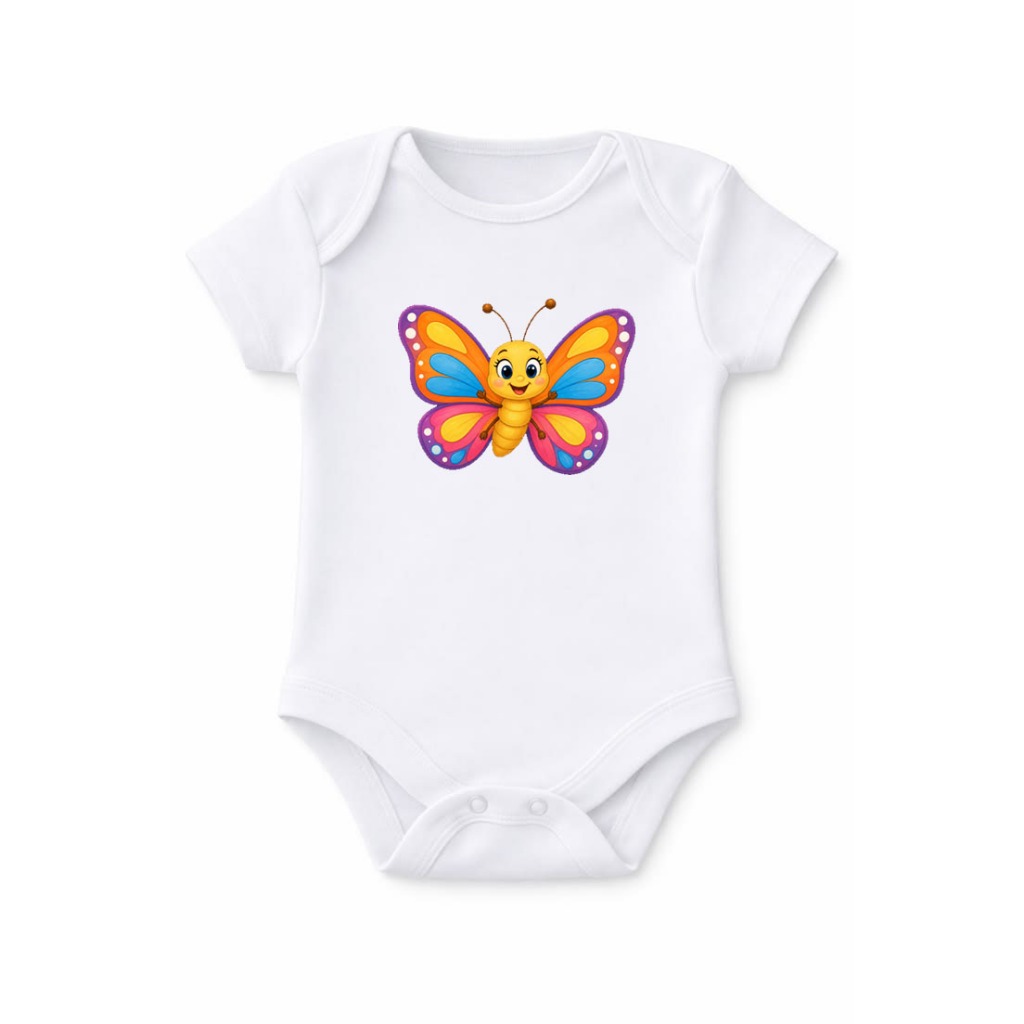 Body Para Bebês Unissex Borboleta CUTE Tecido 100% Algodão