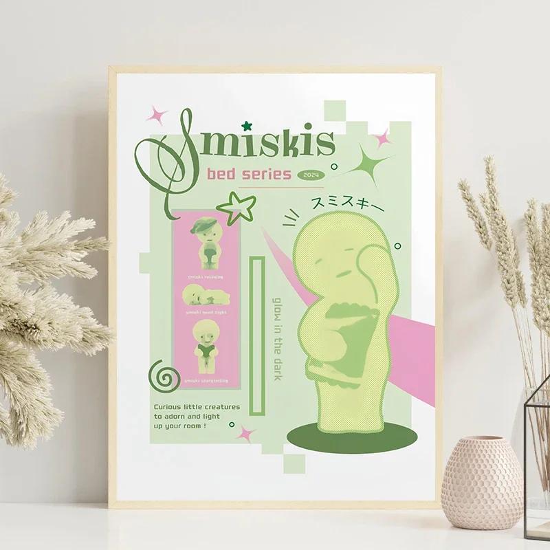 Quadro decorativo Bonequinho verde cute divertido (1 peça)