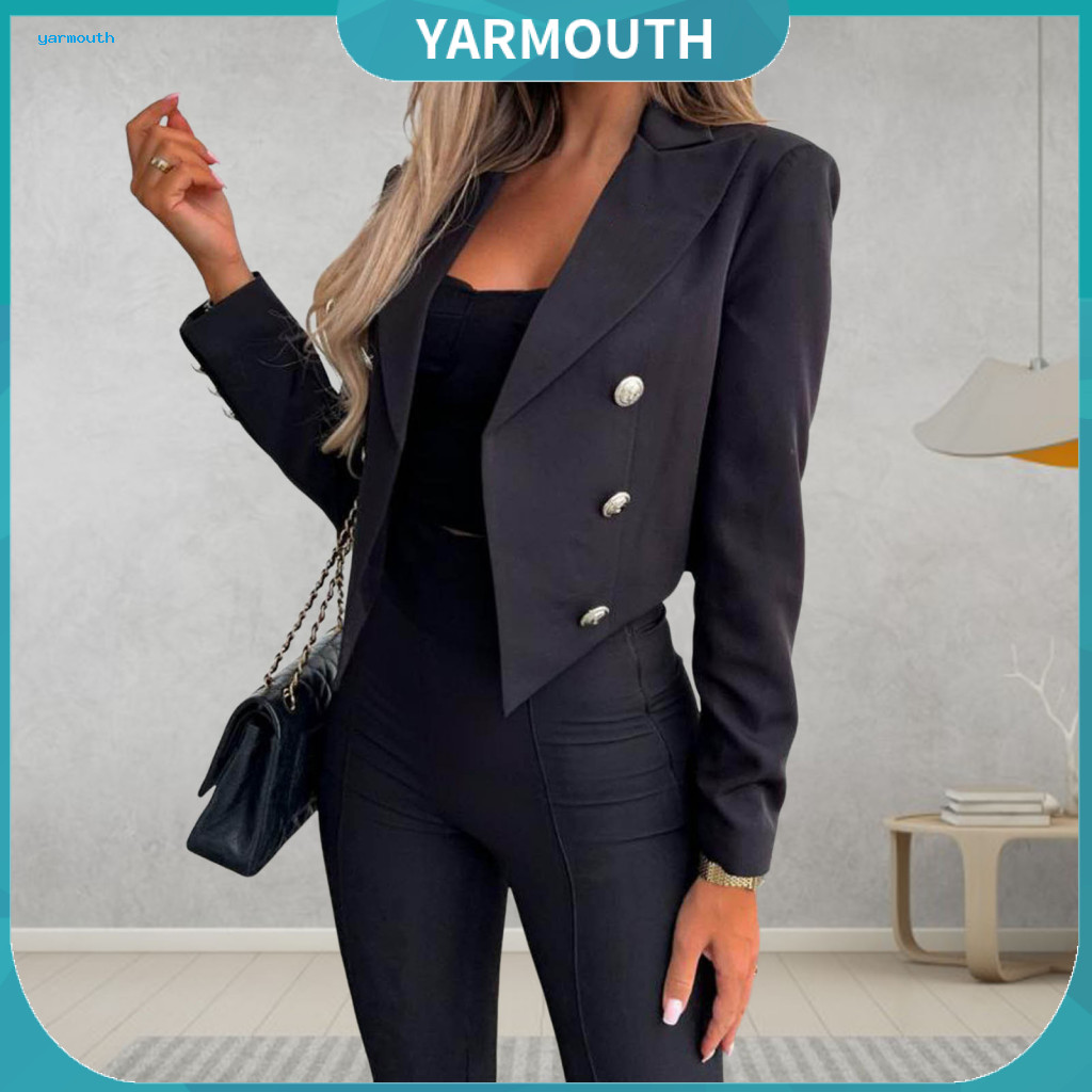 Soft Women Suit Coat Lightweight Jacket Women’s Formal Business Double-breasted Turn-down Collar Blazer Long Sleeve Sh